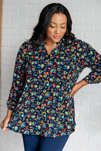 Load image into Gallery viewer, Lizzy Top in Navy and Teal Multi Floral
