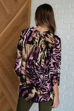 Load image into Gallery viewer, Lizzy Top in Purple and Taupe Animal Print
