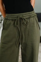 Load image into Gallery viewer, Lounge Line Wide Leg Sweats in Dark Olive
