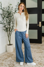 Load image into Gallery viewer, Lounge Line Wide Leg Sweats in Dusty Blue
