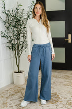 Load image into Gallery viewer, Lounge Line Wide Leg Sweats in Dusty Blue
