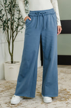 Load image into Gallery viewer, Lounge Line Wide Leg Sweats in Dusty Blue
