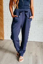 Load image into Gallery viewer, Lysa Satin Stripe Lounge Pants in Smoky Navy
