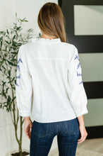 Load image into Gallery viewer, PREORDER: Machine Embroidered Details Ruffle Neck Blouse

