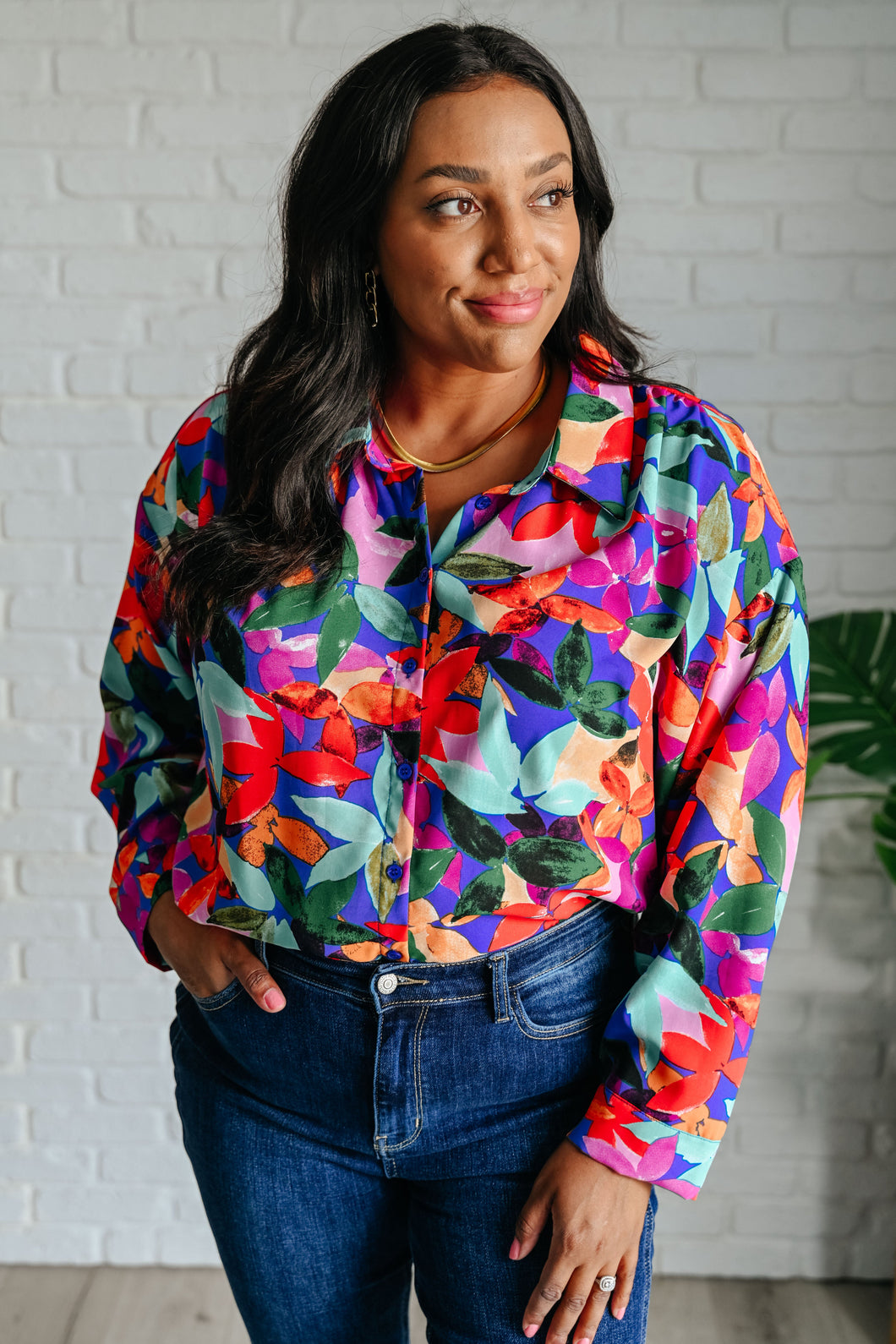 Make Like a Tree and Leaf Button Up Blouse