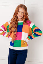 Load image into Gallery viewer, Manifesting Moment Checkered Color Block Sweater
