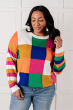 Load image into Gallery viewer, Manifesting Moment Checkered Color Block Sweater
