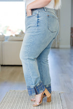 Load image into Gallery viewer, Miranda High Rise Plaid Cuff Vintage Straight Jeans
