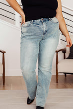 Load image into Gallery viewer, Miranda High Rise Plaid Cuff Vintage Straight Jeans
