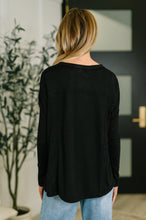 Load image into Gallery viewer, Never Been So Sure Lace Accent Henley Top in Black
