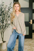 Load image into Gallery viewer, Never Been So Sure Lace Accent Henley Top in Taupe
