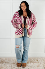 Load image into Gallery viewer, No Brainer Button Down Sweater Knit Cardigan in Magenta/Oatmeal
