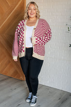 Load image into Gallery viewer, No Brainer Button Down Sweater Knit Cardigan in Magenta/Oatmeal
