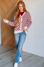 Load image into Gallery viewer, No Brainer Button Down Sweater Knit Cardigan in Magenta/Oatmeal
