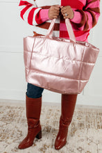 Load image into Gallery viewer, One More Thing Puffy Quilted Waterproof Tote in Pink
