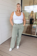 Load image into Gallery viewer, Phoebe High Rise Front Seam Straight Jeans in Sage
