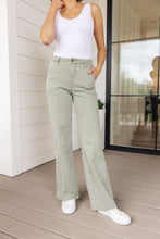 Load image into Gallery viewer, Phoebe High Rise Front Seam Straight Jeans in Sage
