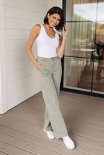 Load image into Gallery viewer, Phoebe High Rise Front Seam Straight Jeans in Sage
