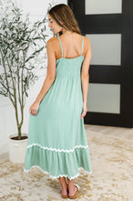 Load image into Gallery viewer, Ripple Effect Spaghetti Strap Dress in Sage
