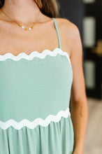 Load image into Gallery viewer, Ripple Effect Spaghetti Strap Dress in Sage
