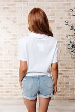 Load image into Gallery viewer, Rory Ribbed Cropped Tennis Tee in White
