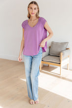 Load image into Gallery viewer, Ruched Cap Sleeve Top in Lavender
