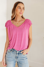 Load image into Gallery viewer, Ruched Cap Sleeve Top in Magenta
