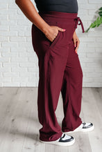 Load image into Gallery viewer, Runner&#39;s High Drawstring Joggers in Red Merlot
