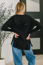 Load image into Gallery viewer, Running Late Hooded Long Sleeve in Black
