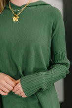 Load image into Gallery viewer, Running Late Hooded Long Sleeve in Dark Green
