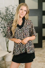 Load image into Gallery viewer, Sassy Season Split Neck Leopard Print Blouse
