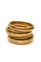 Load image into Gallery viewer, Sassy but Classy Ribbed Bangles in Gold Set of 3
