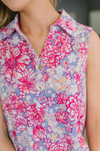 Load image into Gallery viewer, Sea Spray Collared Sleeveless Top in Falling Floral

