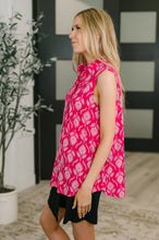 Load image into Gallery viewer, Sea Spray Collared Sleeveless Top in Floral Ikat
