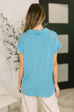 Load image into Gallery viewer, Sea You Soon Collared Top in Costal Blue
