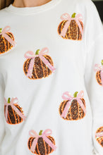 Load image into Gallery viewer, PREORDER: Sequin Pumpkin Bow Pullover
