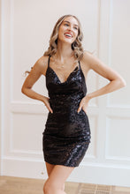 Load image into Gallery viewer, Shining in Sequins Dress in Black
