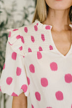 Load image into Gallery viewer, Shopping Spree Notched Neck Puff Sleeve Blouse
