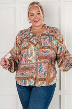 Load image into Gallery viewer, Show and Tell Mixed Print Peasant Blouse
