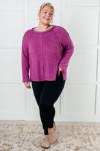 Load image into Gallery viewer, Simple Silhouette Brushed Hacci Sweater in Light Plum
