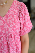 Load image into Gallery viewer, Softly Spoken Textured V-Neck Dress in Hot Pink
