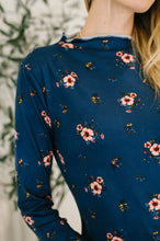 Load image into Gallery viewer, Something in the Air Lettuce Hem Longsleeve Top in Navy
