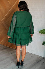 Load image into Gallery viewer, Starlit Glow V-Neck Tiered Dress in Hunter Green
