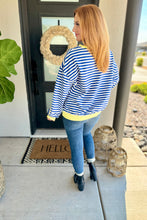 Load image into Gallery viewer, PREORDER: Best Selling Larson Contrast Pullover in Blue/White
