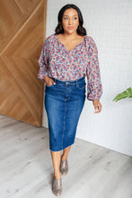 Load image into Gallery viewer, Sunday Brunch Blouse in Denim Floral
