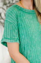 Load image into Gallery viewer, Sunday&#39;s Bestie Mineral Wash Top in Kelly Green
