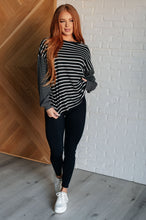 Load image into Gallery viewer, Super Clever Patchwork Striped Top in Black
