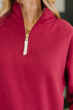 Load image into Gallery viewer, Sweater Weather Half Zip High Neck Pullover in Cabernet
