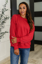 Load image into Gallery viewer, Sweet with a Side Eye Drop Shoulder Pullover in True Red
