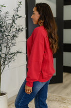 Load image into Gallery viewer, Sweet with a Side Eye Drop Shoulder Pullover in True Red
